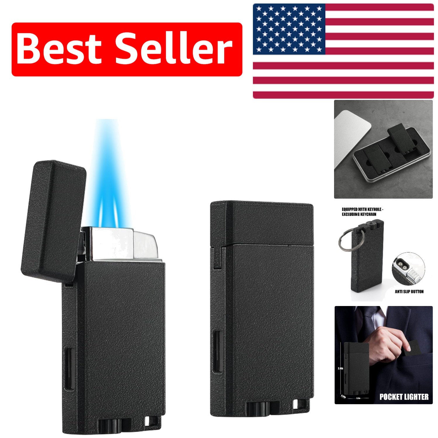 Compact & Stylish 2 Pack Double Jet Flame Butane Lighters for Men & Women