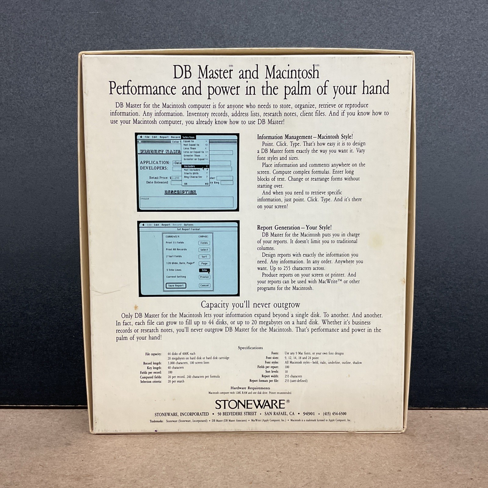 Vintage Stoneware DB Master For The Apple Macintosh - No Disk
