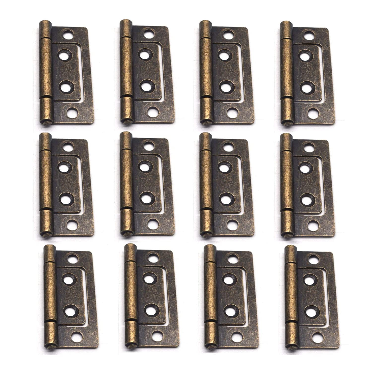 XMHF 2-Inch Antique Cabinet Hinges Bronze Hinge Non-Mortise Interior Door Hin...