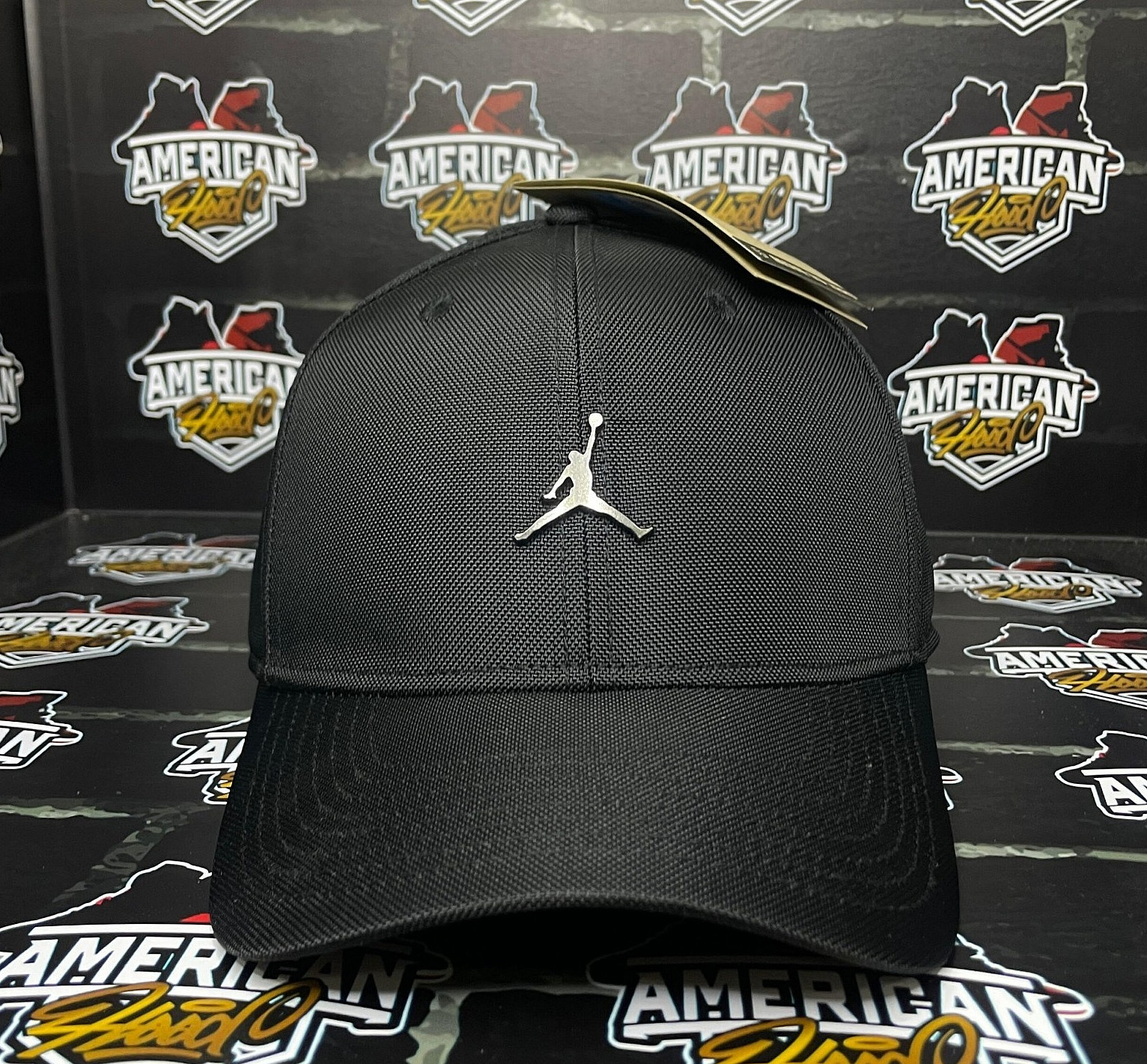 Air Jordan Men Black Snapback Cap Metal Jumpman Logo Adjustable Hat