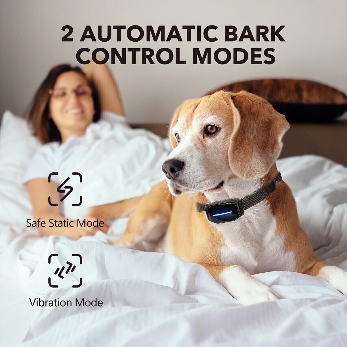 2Pcs Dog Bark Control Shock Collar Two Safe Training Modes for Pets Rechargeable