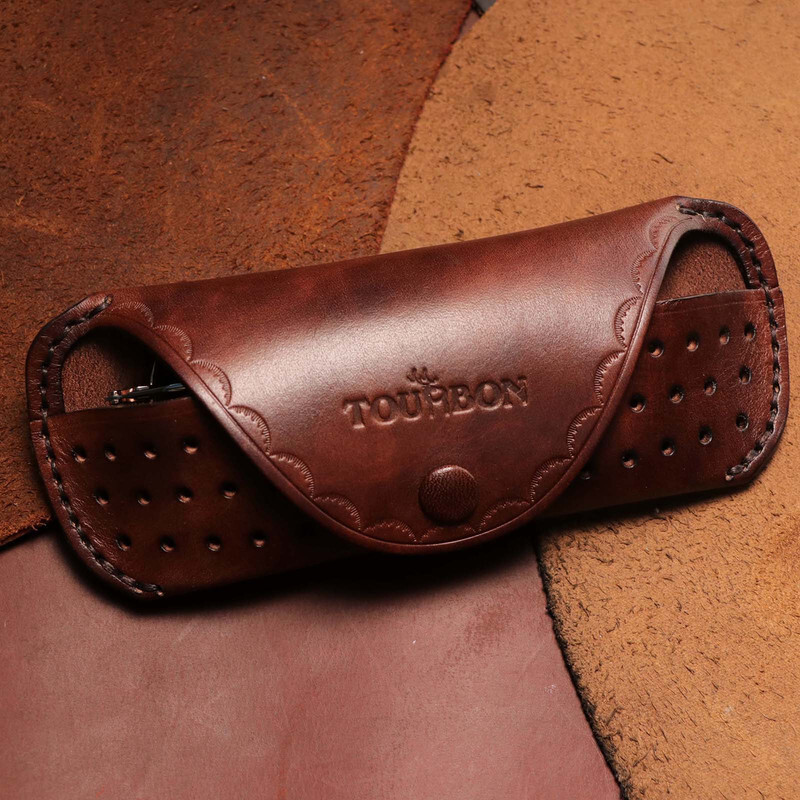 TOURBON Leather Eyeglasses Protector Case Glasses Carrier Belt Pouch Gift