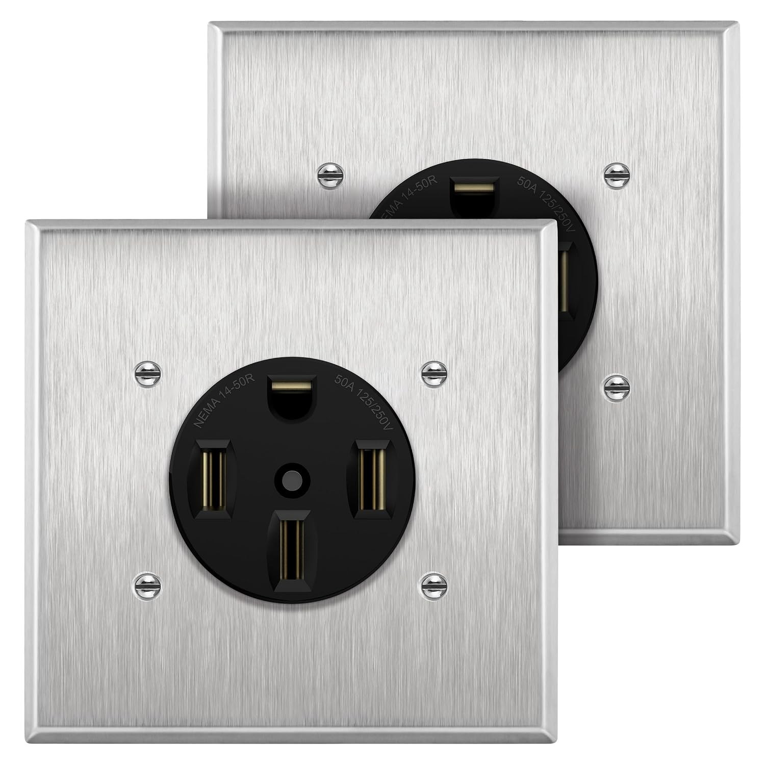 ENERLITES 50 Amp 250V Range Receptacle Outlet with Metal Wall Plate- 2 Pack