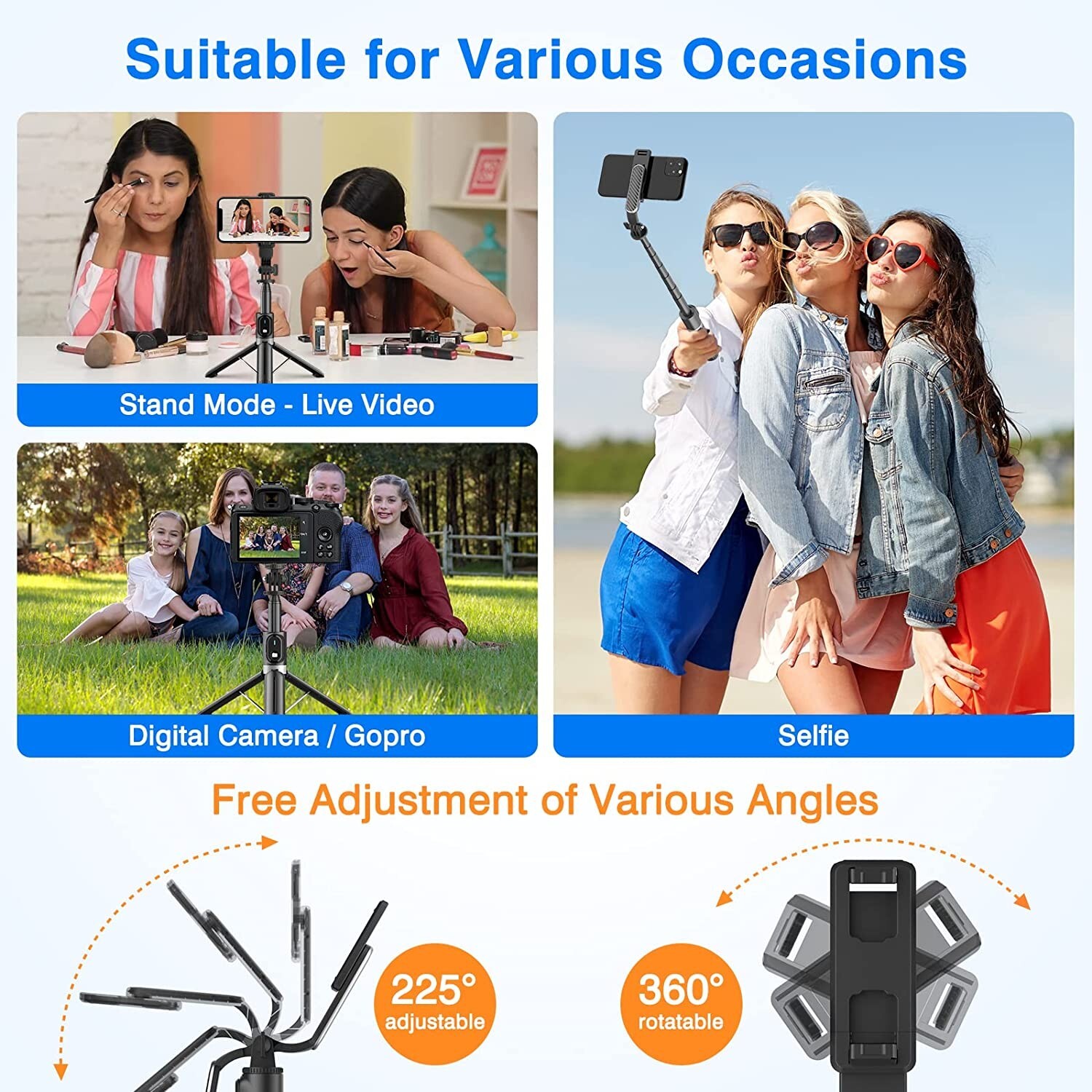 Extendable Wired Remote Self-Pole Handheld Selfie Stick For iPhone Samsung Gold