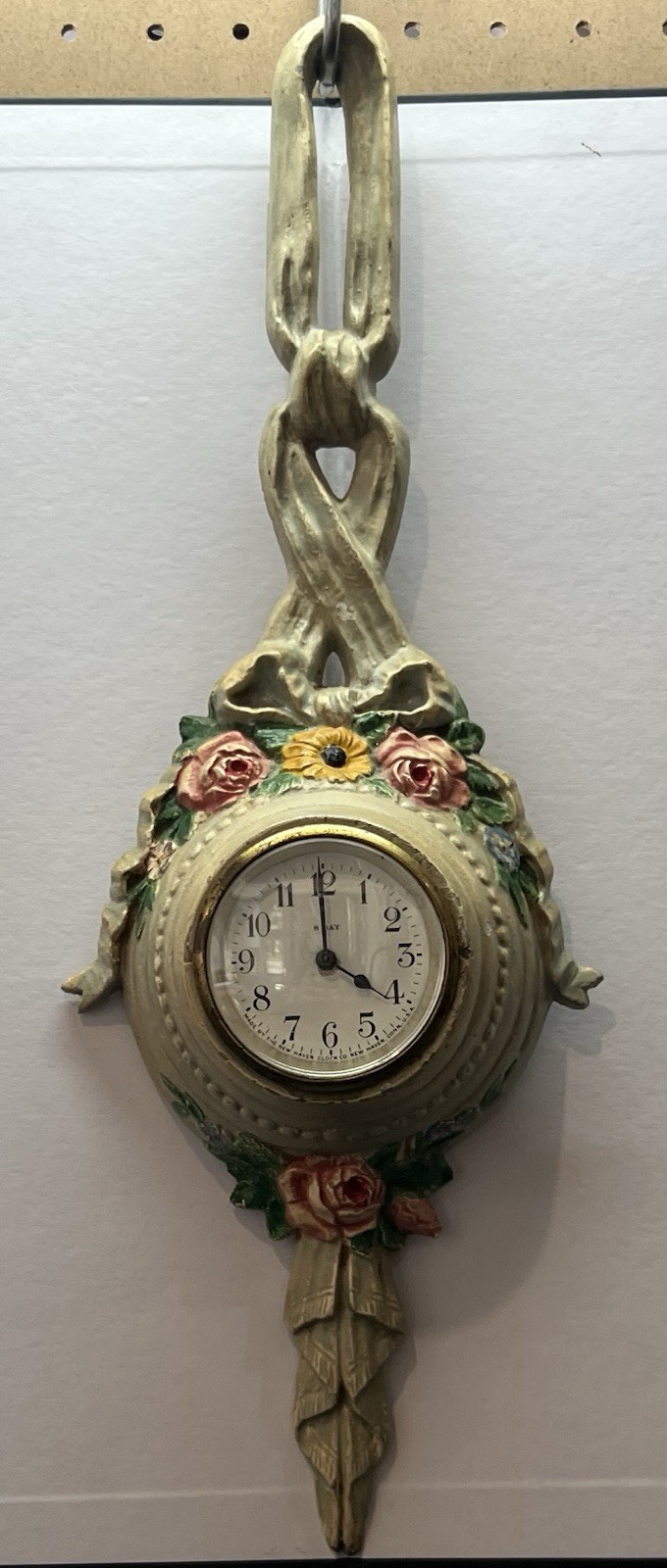New Haven Clock Co. Mechanical Wind Designed By Hubley No. 89 Cast Wall Clock