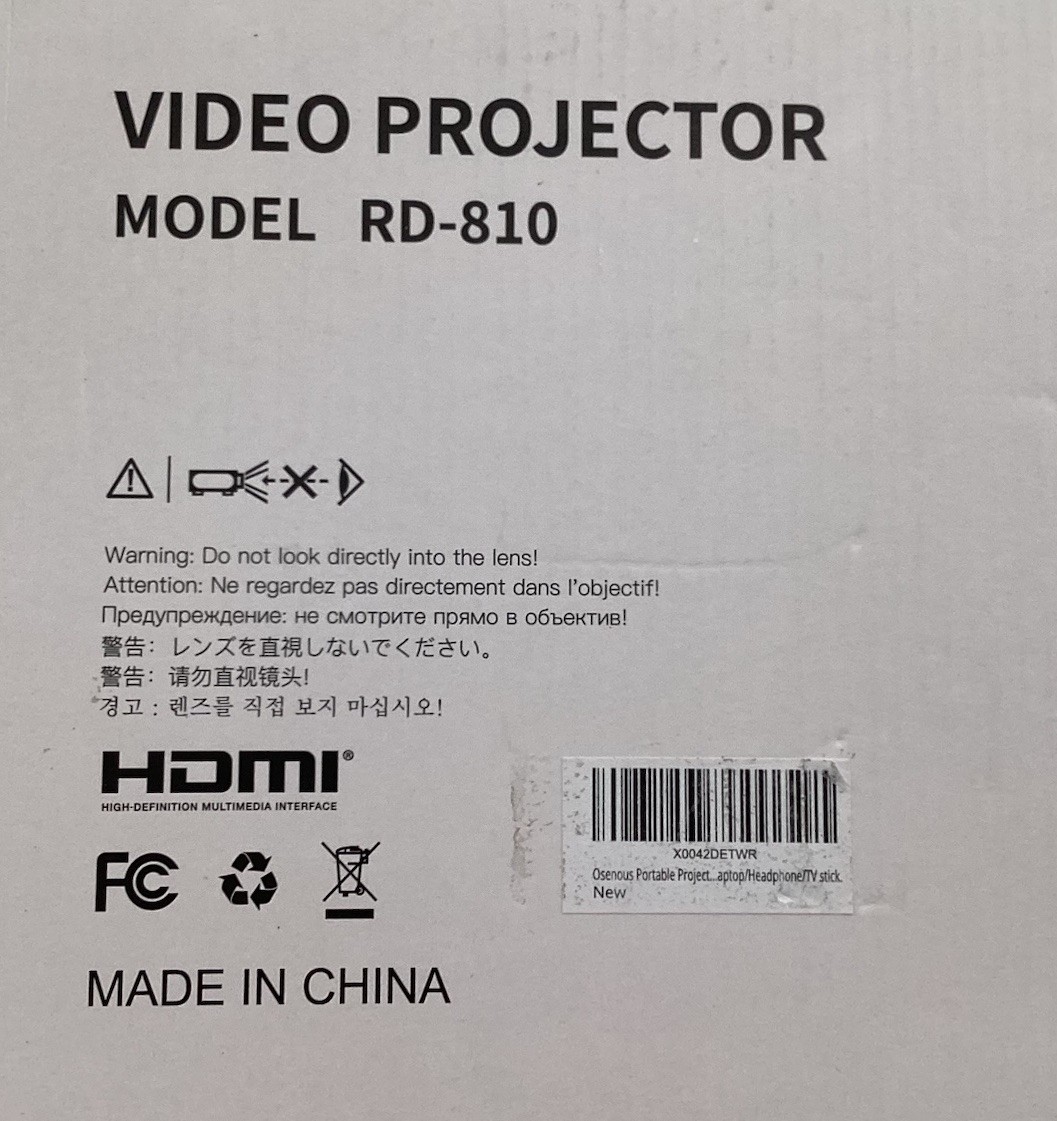 OSENOUS Video Projector Model RD-810.