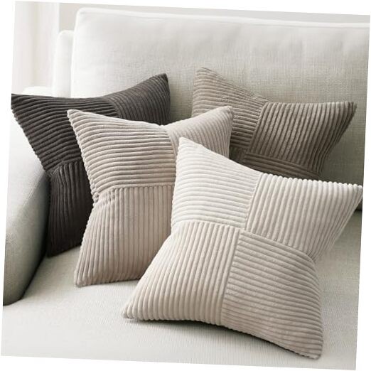 Decorative Neutral Gray Throw Pillow Covers 18" x 18" (Pack of 4) Neutral Grey