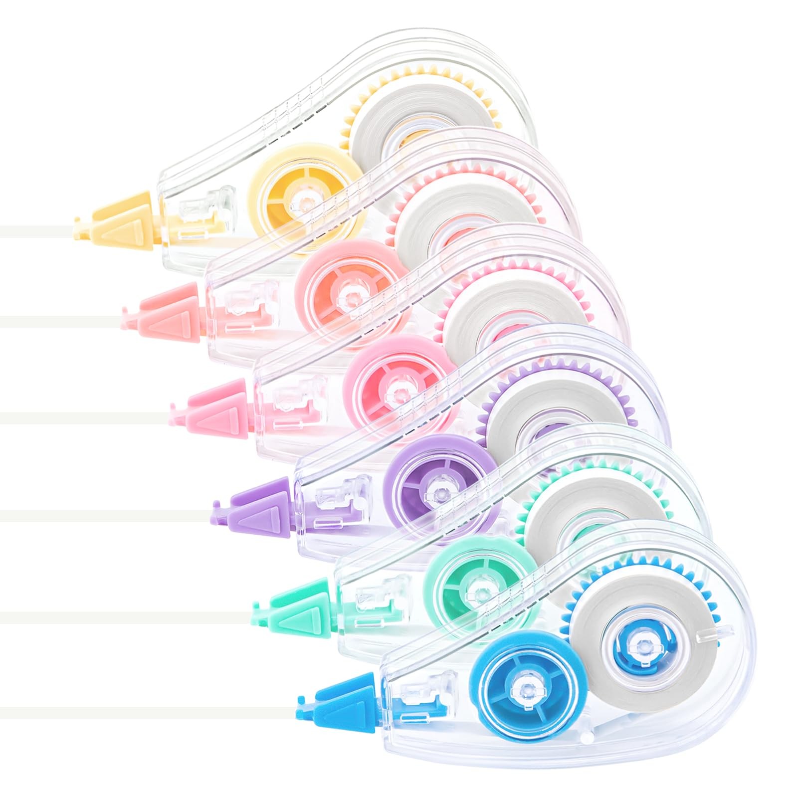 JEFURE 6 Pcs Colorful Core Correction Tape, 1 Count (Pack of 6), Multicolor