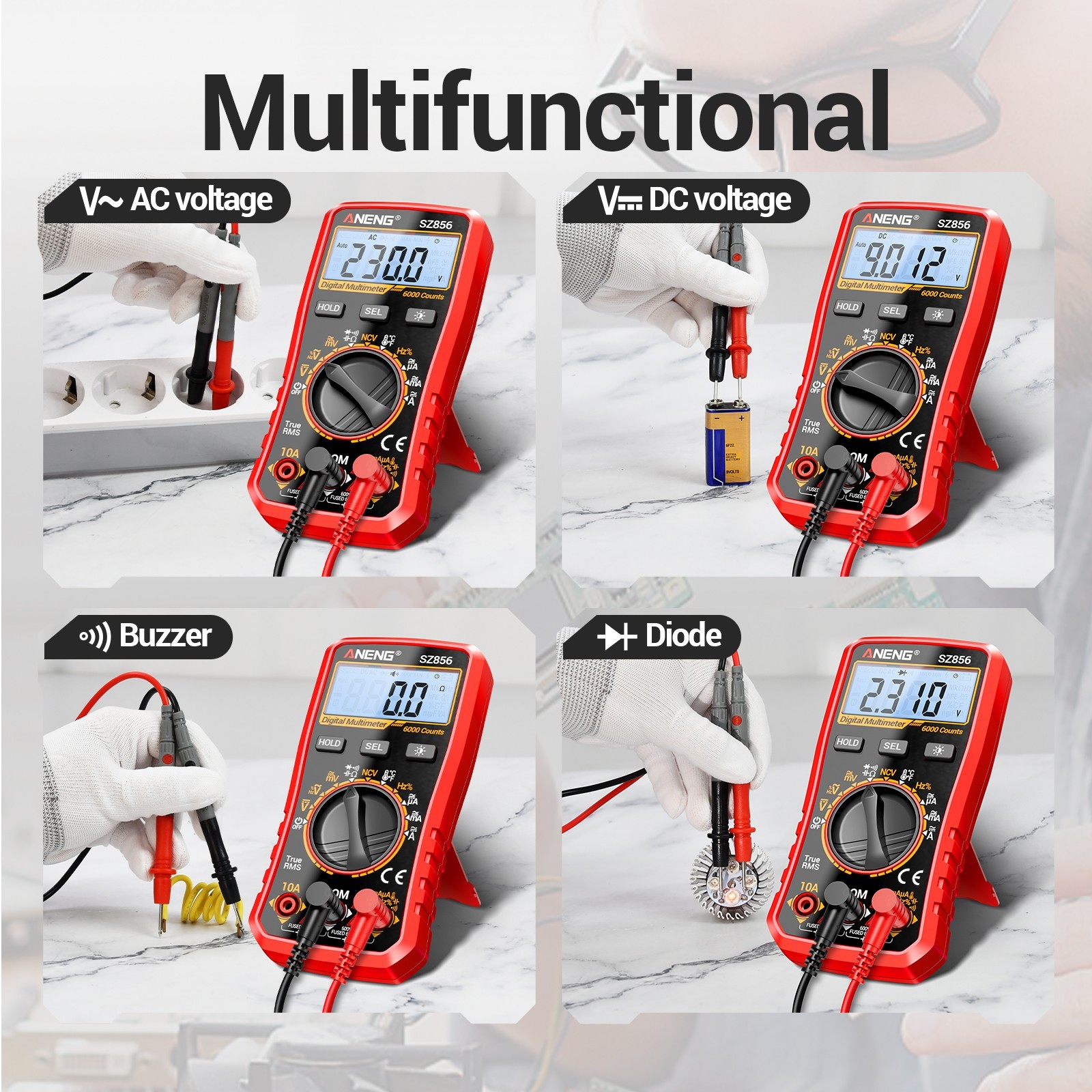ANENG True RMS Digital Multimeter Auto Range 6000 Counts AC DC Electric Tester