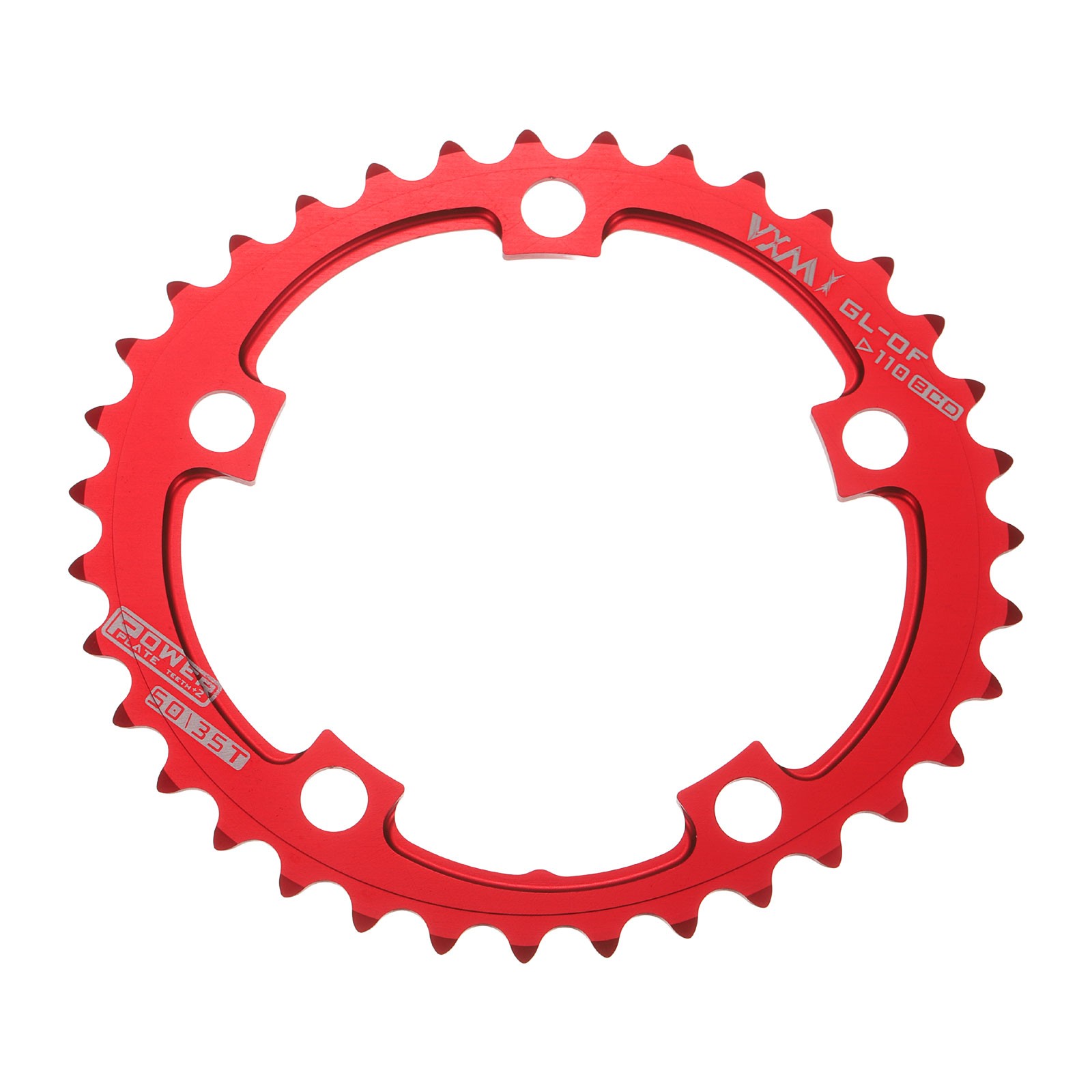 110BCD Bike Chainring 35T 152mm Dia Round Aluminum Narrow Wide Tooth Red