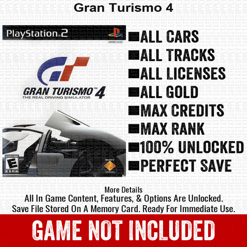 Gran Turismo 4 100% PS2 Memory Card All CHEATS ITEMS