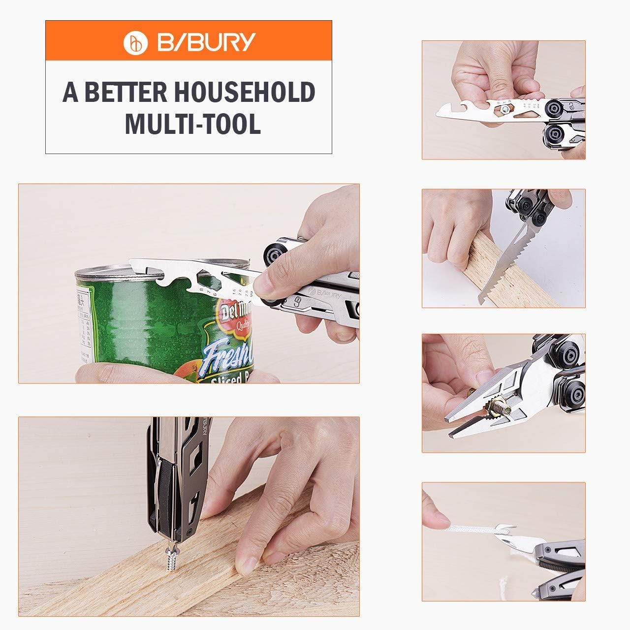 BIBURY Multitool Pliers, 18 in 1 Multi Tool with 18 1 Titanium, Titanium