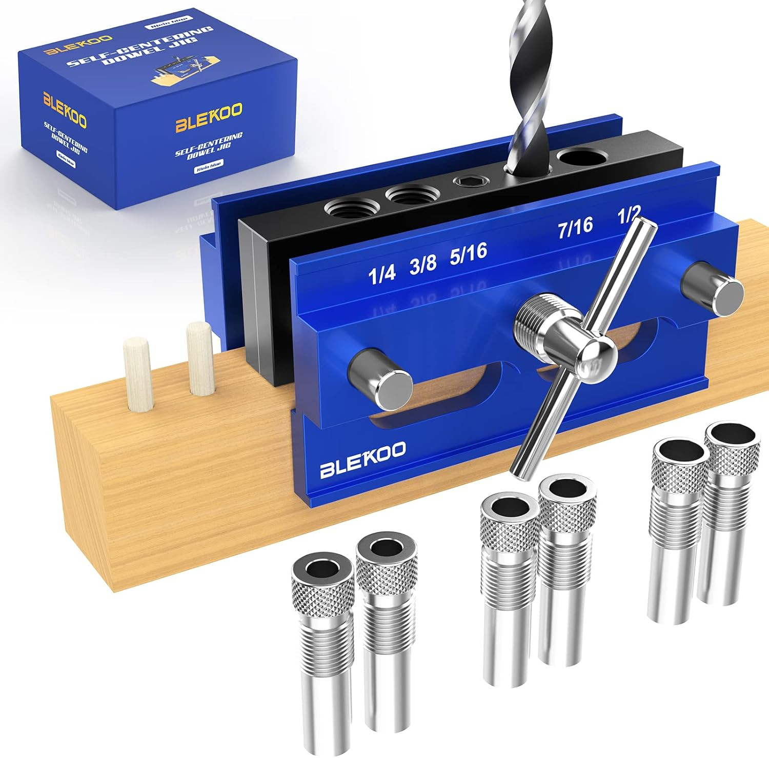 Self Centering Doweling Jig Kit, Drill Jig for Straight Holes Biscuit Joiner Set