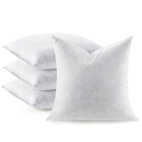 Feather Throw Pillow Inserts Set of Soft Fluffy Square 20 x 20 20 x 20-Inch 4