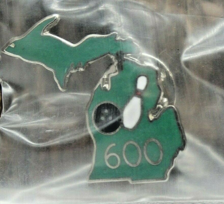 Barcley Michigan Bowling Lapel Hat Pin 600 Club New Old Stock Vintage 1990's