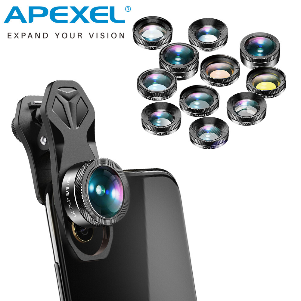 Apexel Cell Phone Camera Lens Kit Wide Angle Universal Clip for iPhone Android