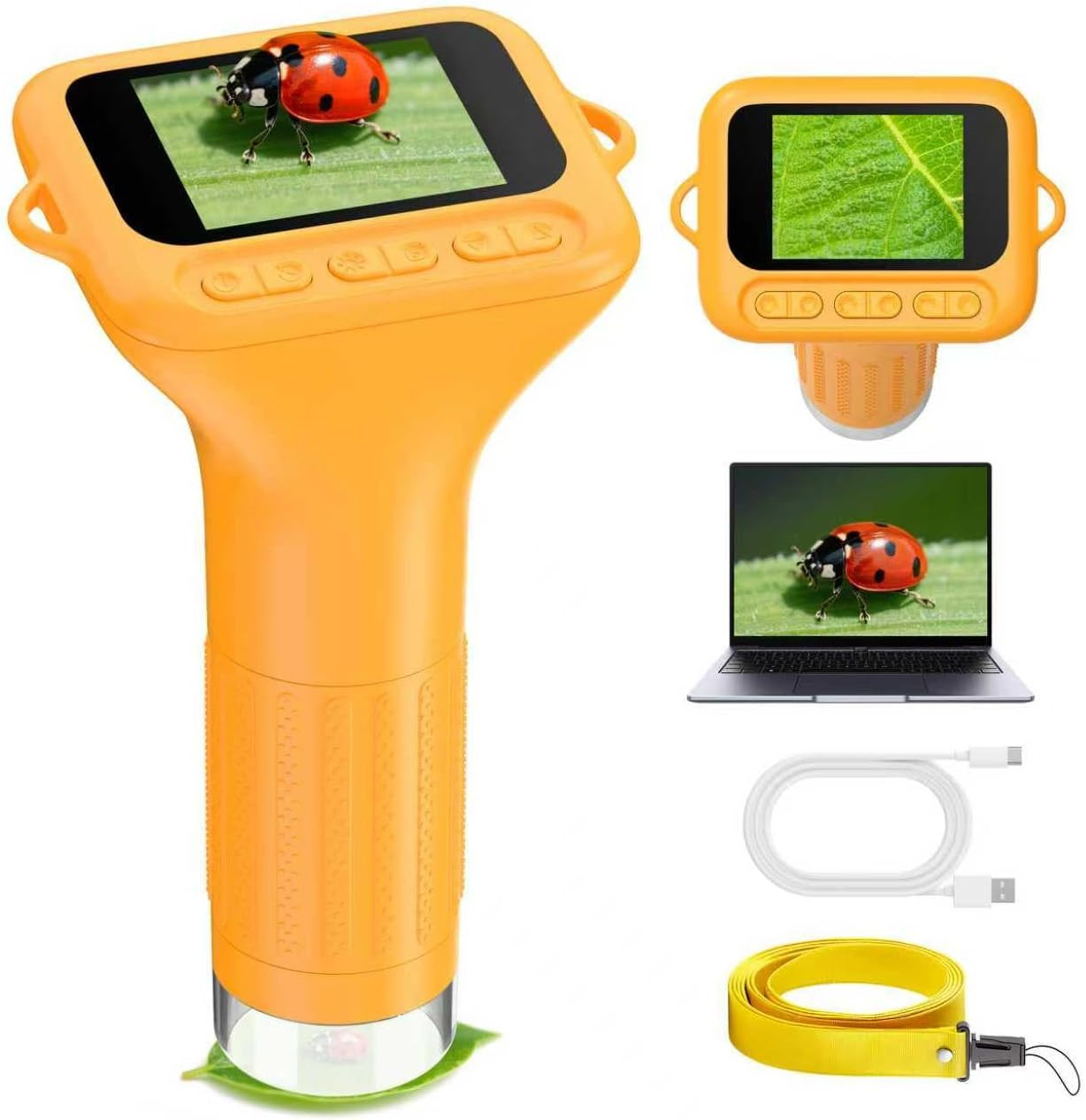 Handheld Microscope for Kids Portable Pocket Digiscope - 2" IPS HD Screen 1000X