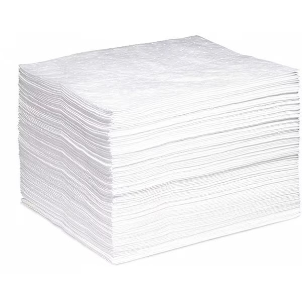 Absorbent Pad, 15 in W x 18 in L, Absorbs 22 gal. Per Pkg, Oil-Only, White, Poly