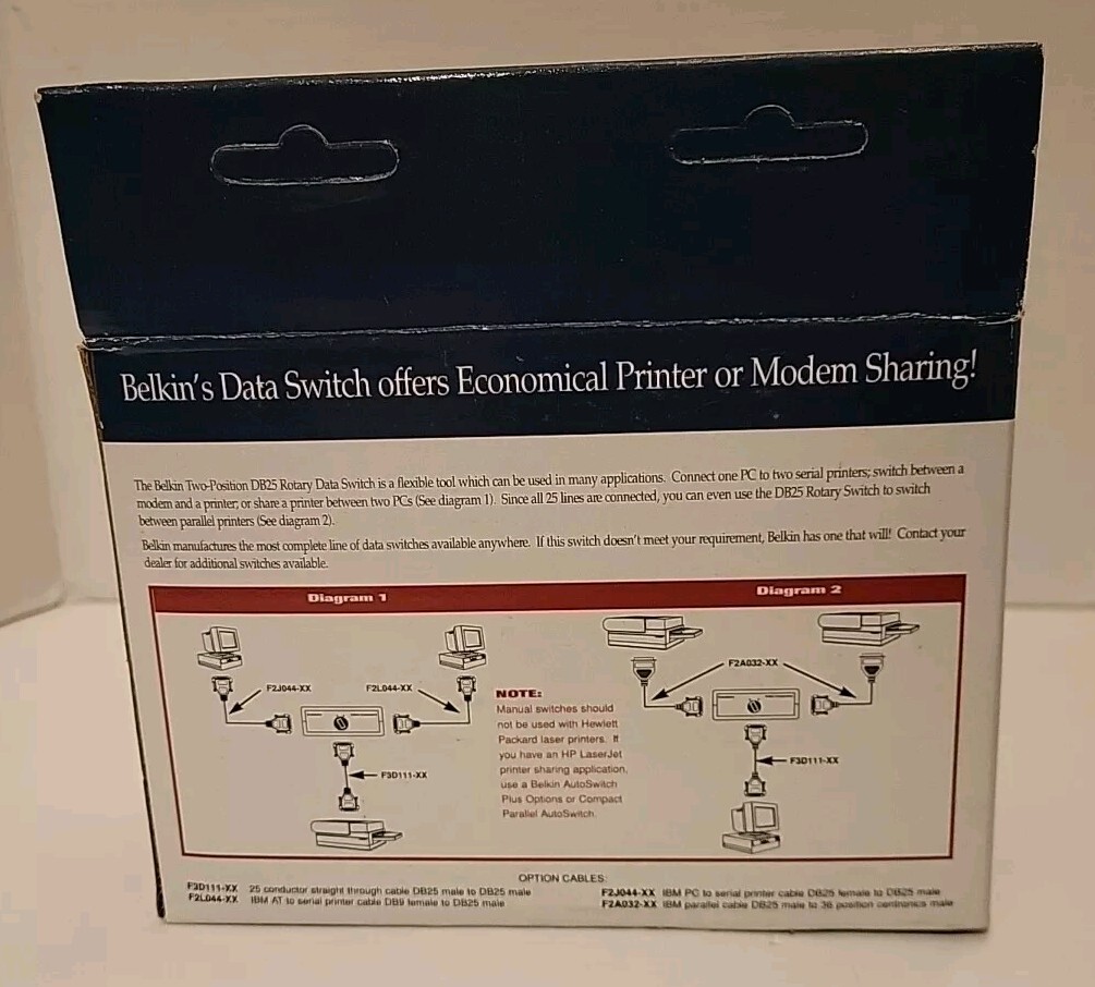 Belkin Data Transfer Switch F1B024-E New In Box Metak Case No Power Required
