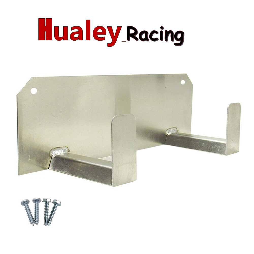 The sturdy dual helmet rack is 6"Height x 18"Width x 6" Aluminum