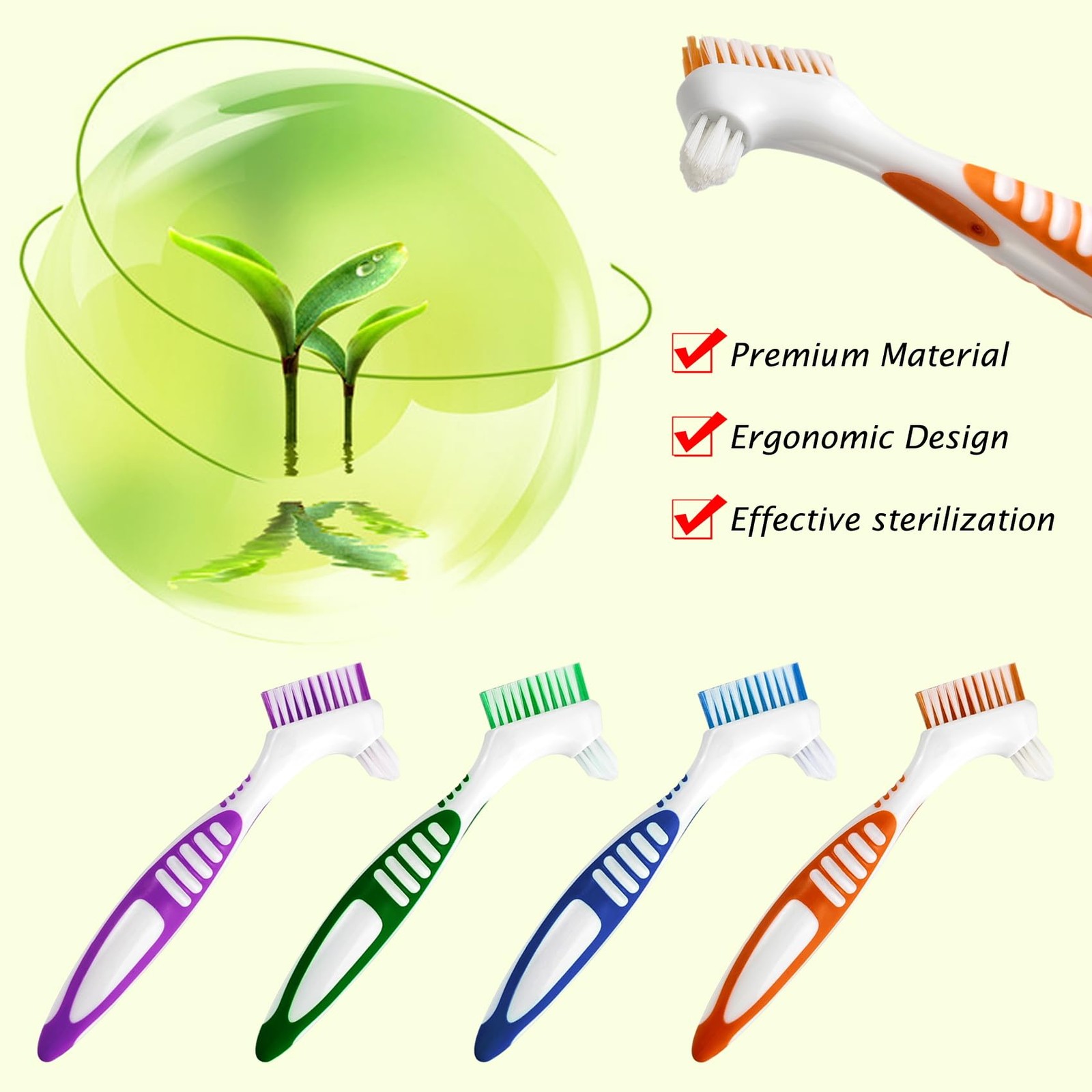 Random Color Premium Dual-Sided Denture Cleaning Brush with Multi-Layered Sof...