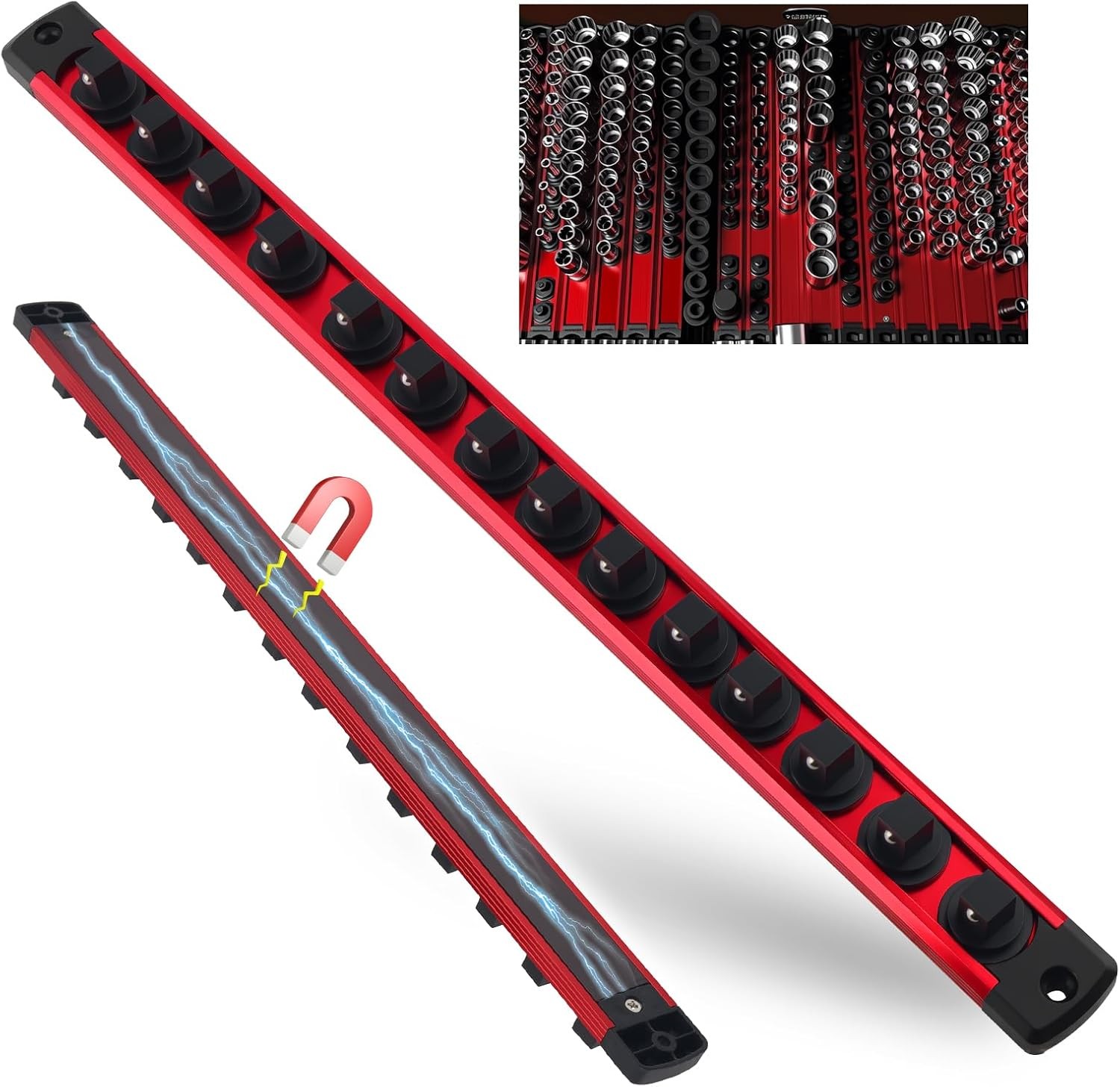 14-Slot 360 Rotatable 3/8 Drive Socket Holder