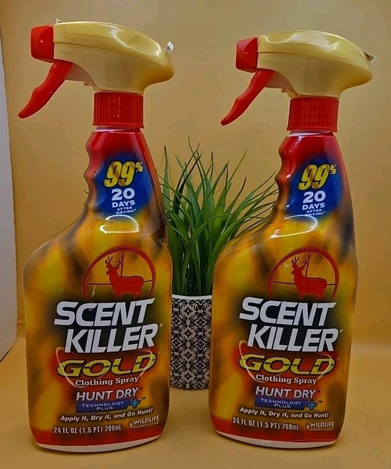 2 Wildlife Research Scent Killer Gold Spray Hunt Dry Technology Plus 24oz. *New*