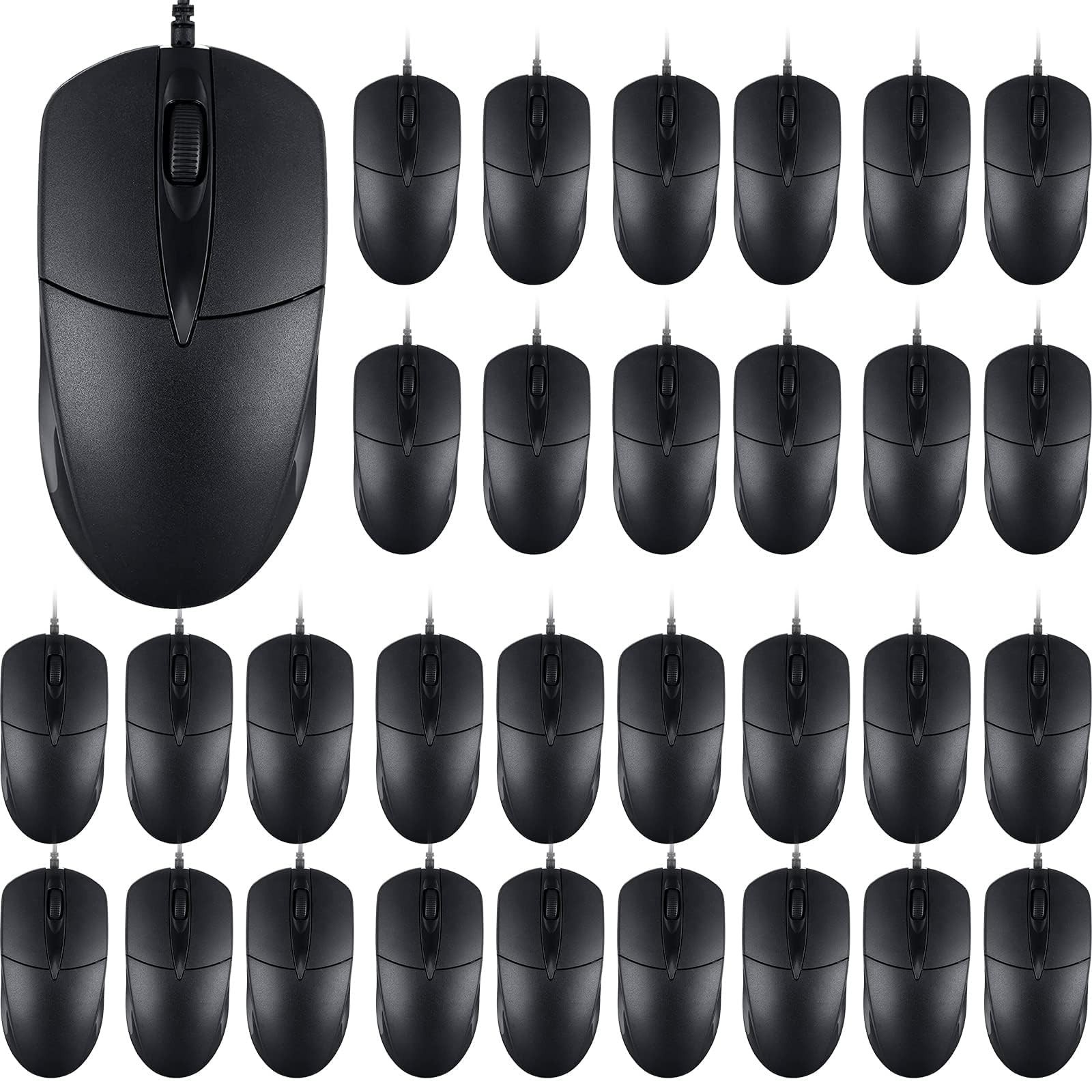 SUNYIWJIE 60 PCS Black Wired USB Computer Mouse Bulk - 1000 DPI 3 Button Cord...