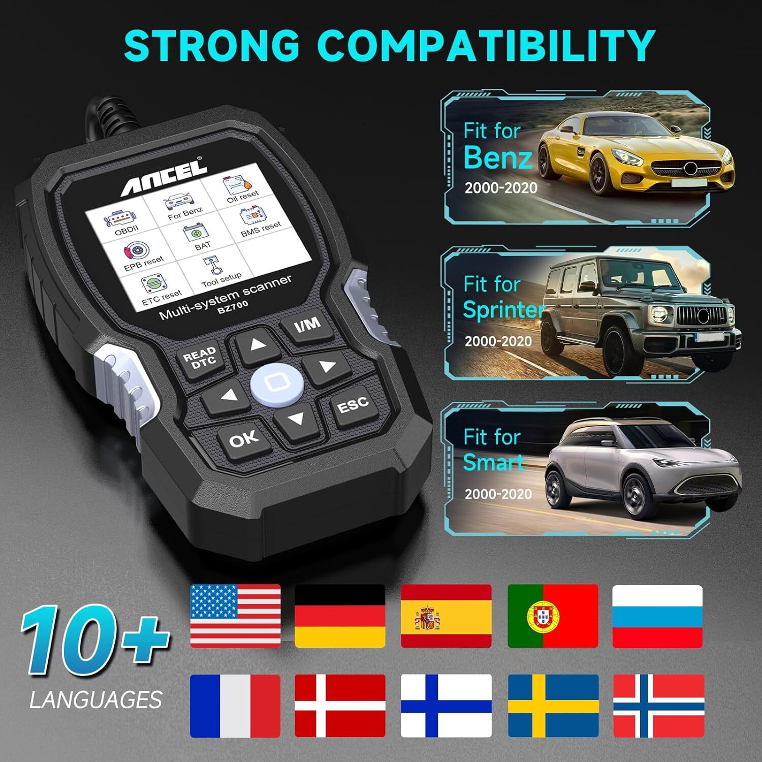 ANCEL BZ700 OBD2 Scanner fit for Mercedes Benz Car Code Reader Diagnostic Tool