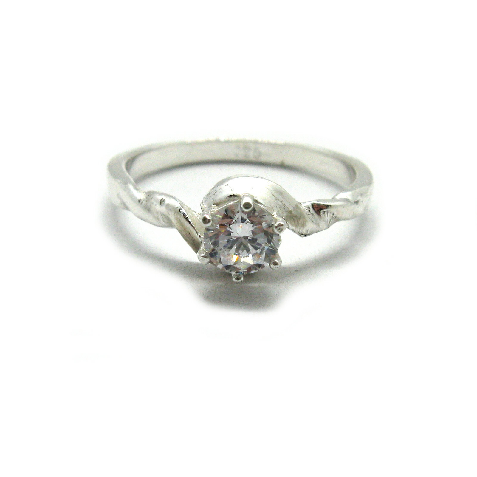 Genuine sterling silver engagement ring solid 925 with 5.5 mm cubic zirconia