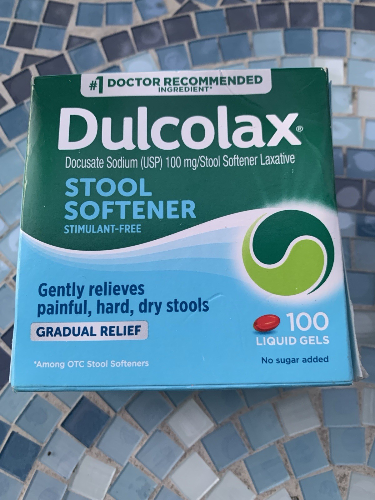 Dulcolax Stool Softener Laxative Liquid Gel Capsules 100 mg 100ct Exp 08/2027