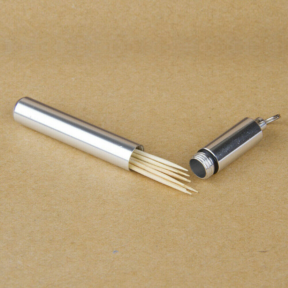 2X Keychain Waterproof Pill Box Bottle Holder Container Ear Spoon Toothpick Tool