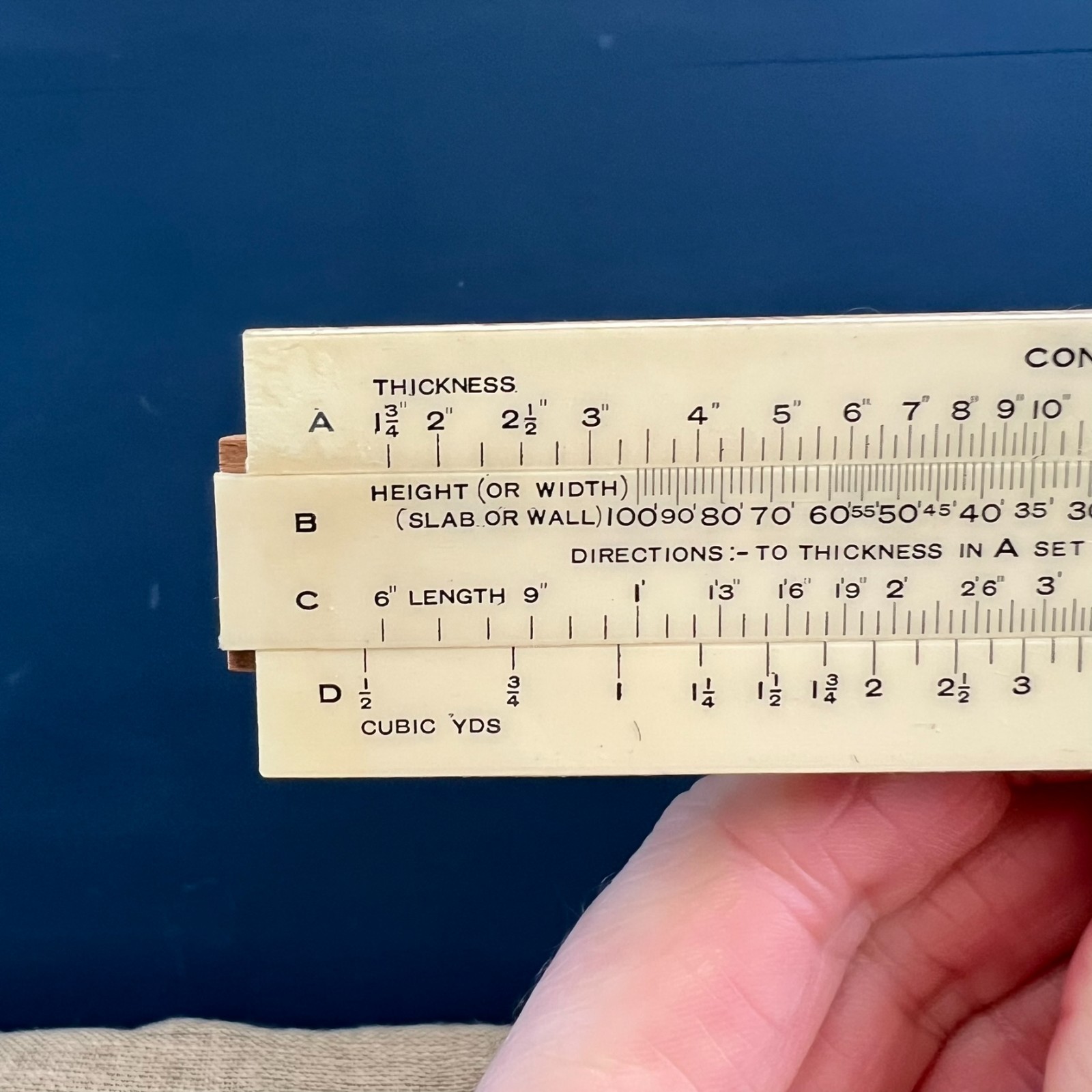 VINTAGE DENNIFF CONCRETE VOLUME COMPUTER ENGINEERING SLIDE RULER & SCALE