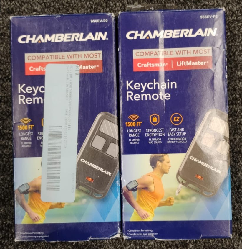 Lot of 2 - Chamberlain Keychain Garage Door Opener 3 Button 956EV-P2 - New , X1