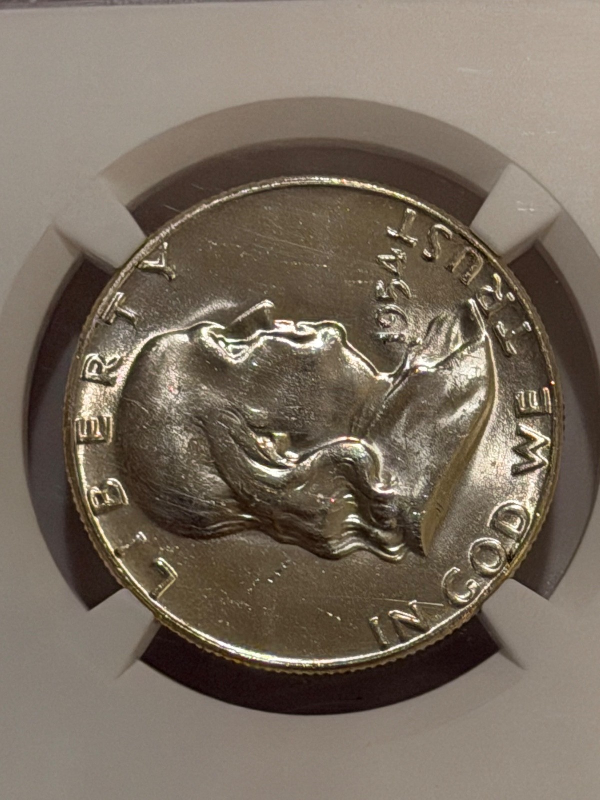 1954 P Franklin Silver Half Dollar NGC MS64