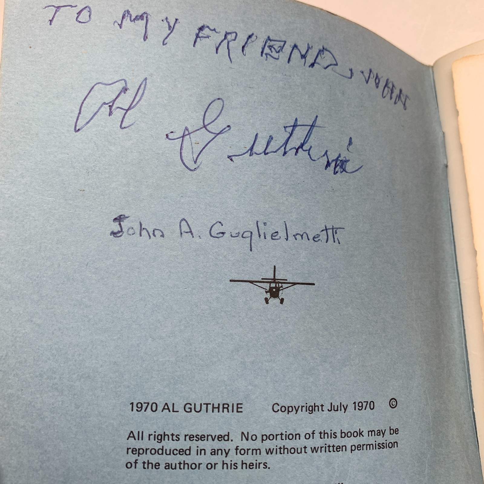 1970 SIGNED AL GUTHRIE SAN CARLOS AIRPORT CA FLIGHT GUIDE FOR PILOTS BOOKLET F41