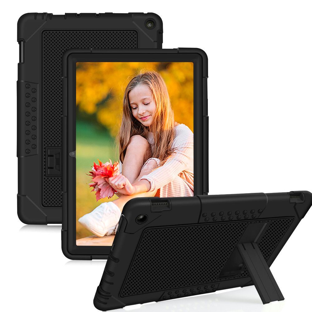 For Amazon Fire HD 10 11th Gen Shockproof Rugged Stand Case+Screen Protector