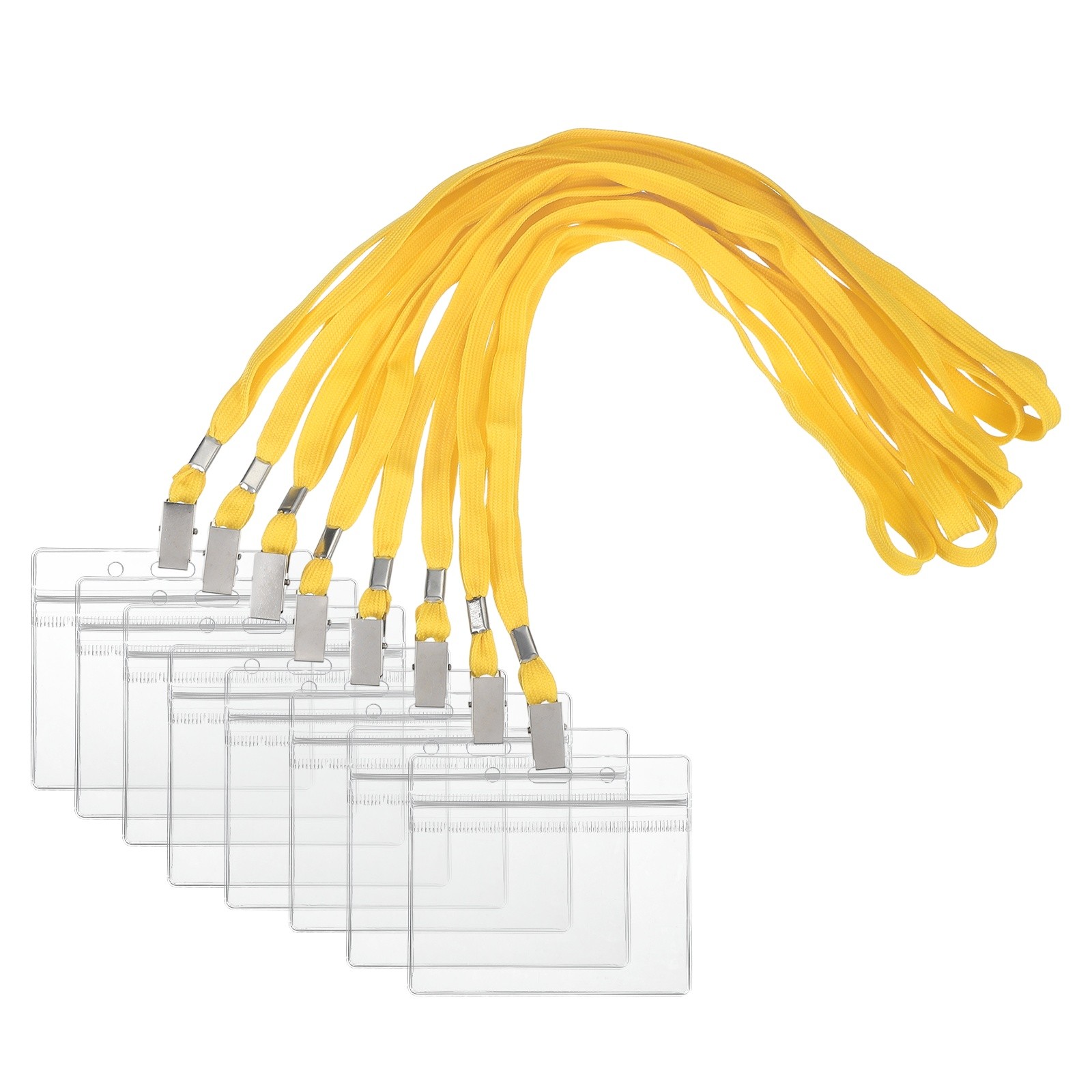 80 Set Name Tag Holders with Lanyard for Office, Yellow(4x2 Inch)