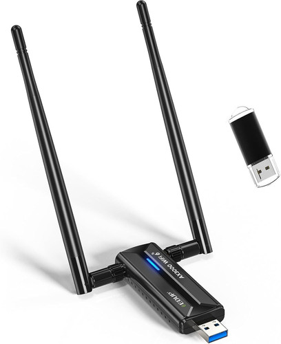 EDUP USB 3.0 WiFi 6E Adapter for PC, AX3000M, Mt7921au, 802.11ax, Black