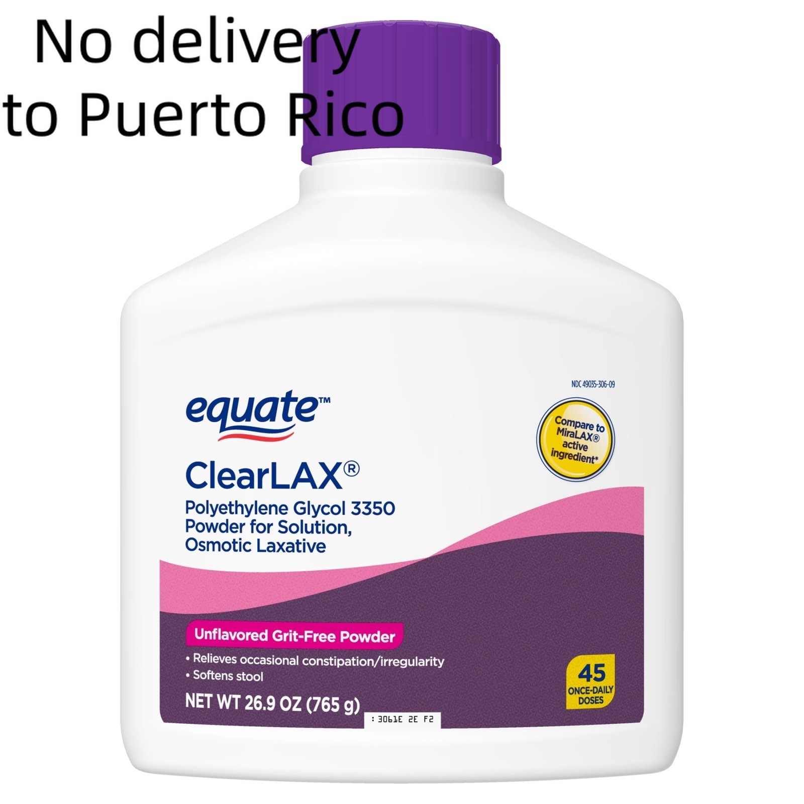 ​​Equate Polyethylene Glycol 3350 - 26.9oz (45 Doses), MiraLAX Generic​