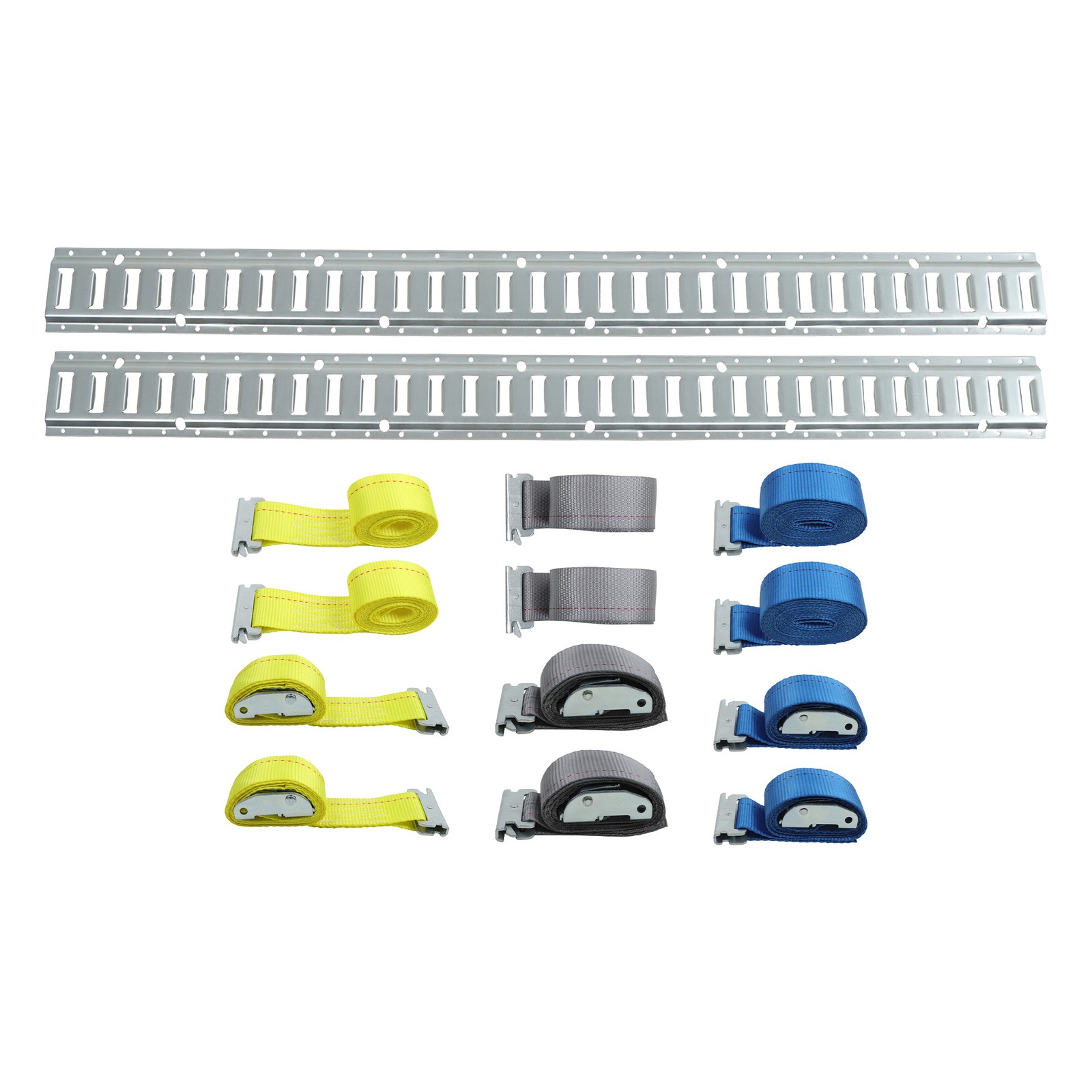 Labwork E Track Tie-Down Rail Kit 2× 5' E Track Rails 12’ 16’ 20’ Ratchet Straps