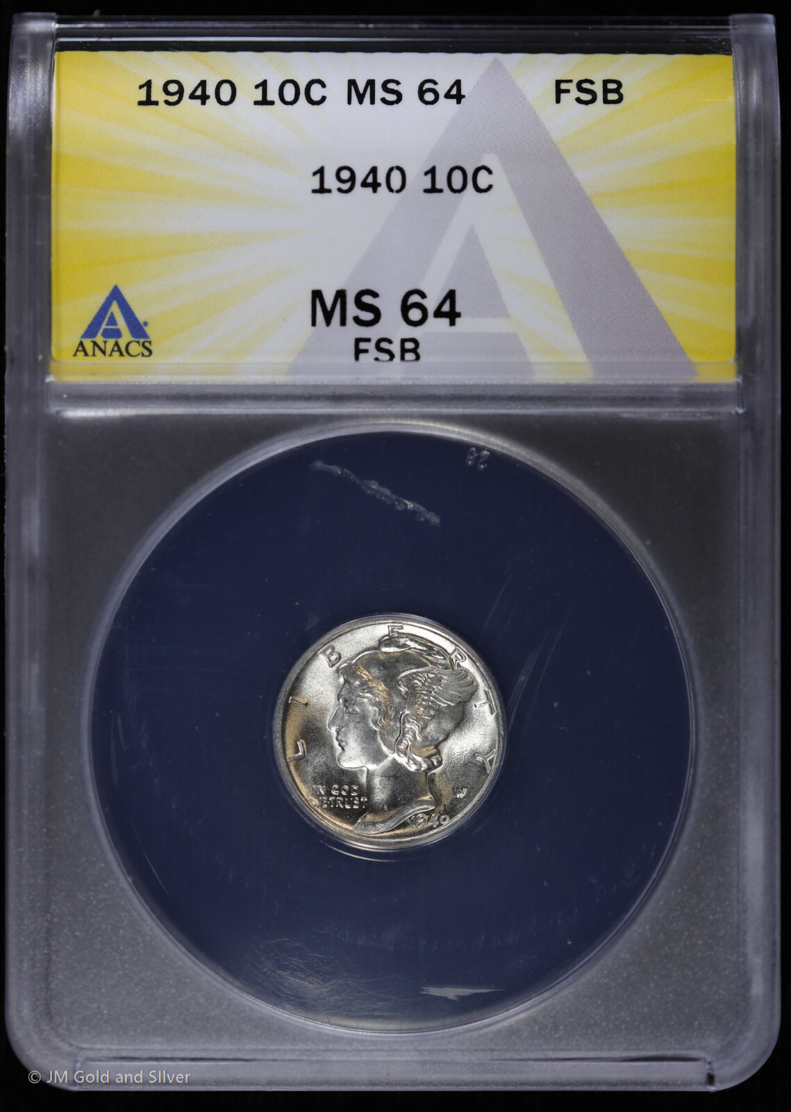 1940 10c Silver Mercury Dime ANACS MS 64 FSB | Uncirculated BU Full Split Bands