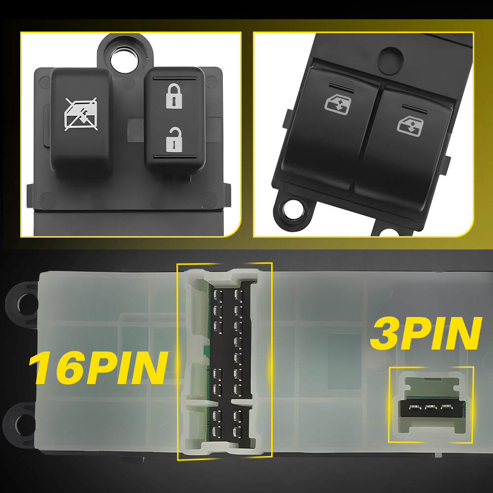 Black Master Power Window Control Switch Left Front for Subaru Outback 2013-2017