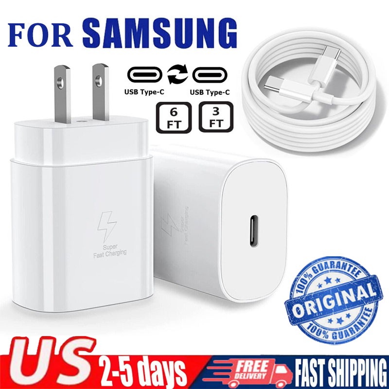 Original Super Fast Wall Charger+Type C Cable For Samsung S25 S24 S23 S22 Ultra+