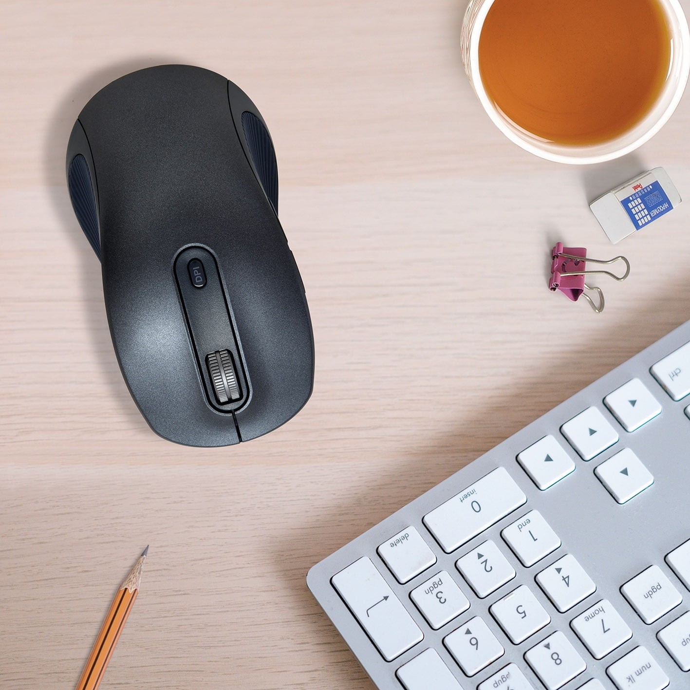 6-Button Wireless Bluetooth Ambidextrous Mouse USB-A Nano Receiver Black