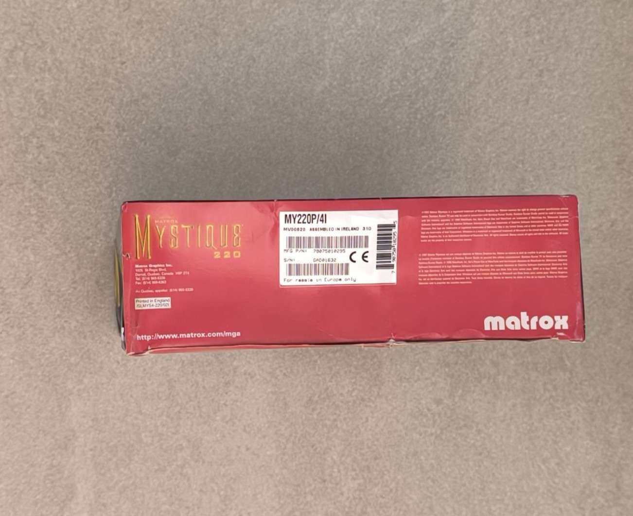 🔴Matrox Mystique 220 4Mb PCI[New & Box]