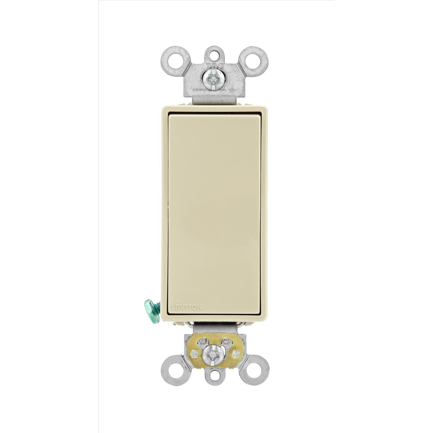 Leviton 05621-2ISAC 20A 277V Ivory Steel AC Quiet Switch 4.06 H x 1.76 W in.