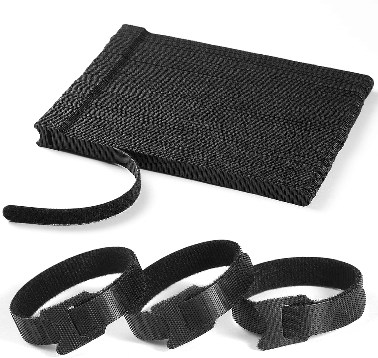 100 PCS Reusable Cable Ties, 8 Inches, Adjustable Cord Wraps, Hook & Loop