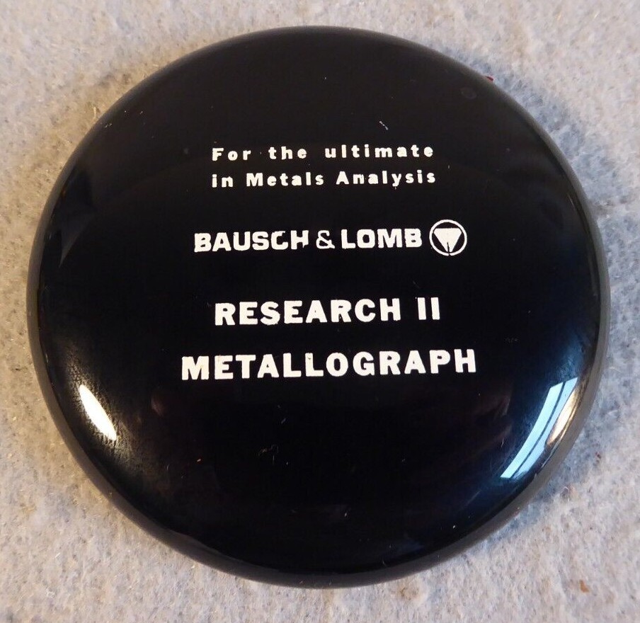 Bausch & Lomb Research II Metallograph Green Glass Desk Paperweight Vintage