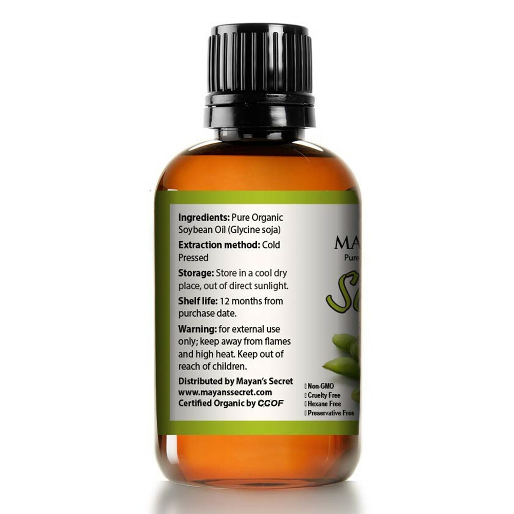 USDA Certified Organic SOYBEAN OIL PURE SOY OIL COLD PRESSED 4oz Glass Bottle